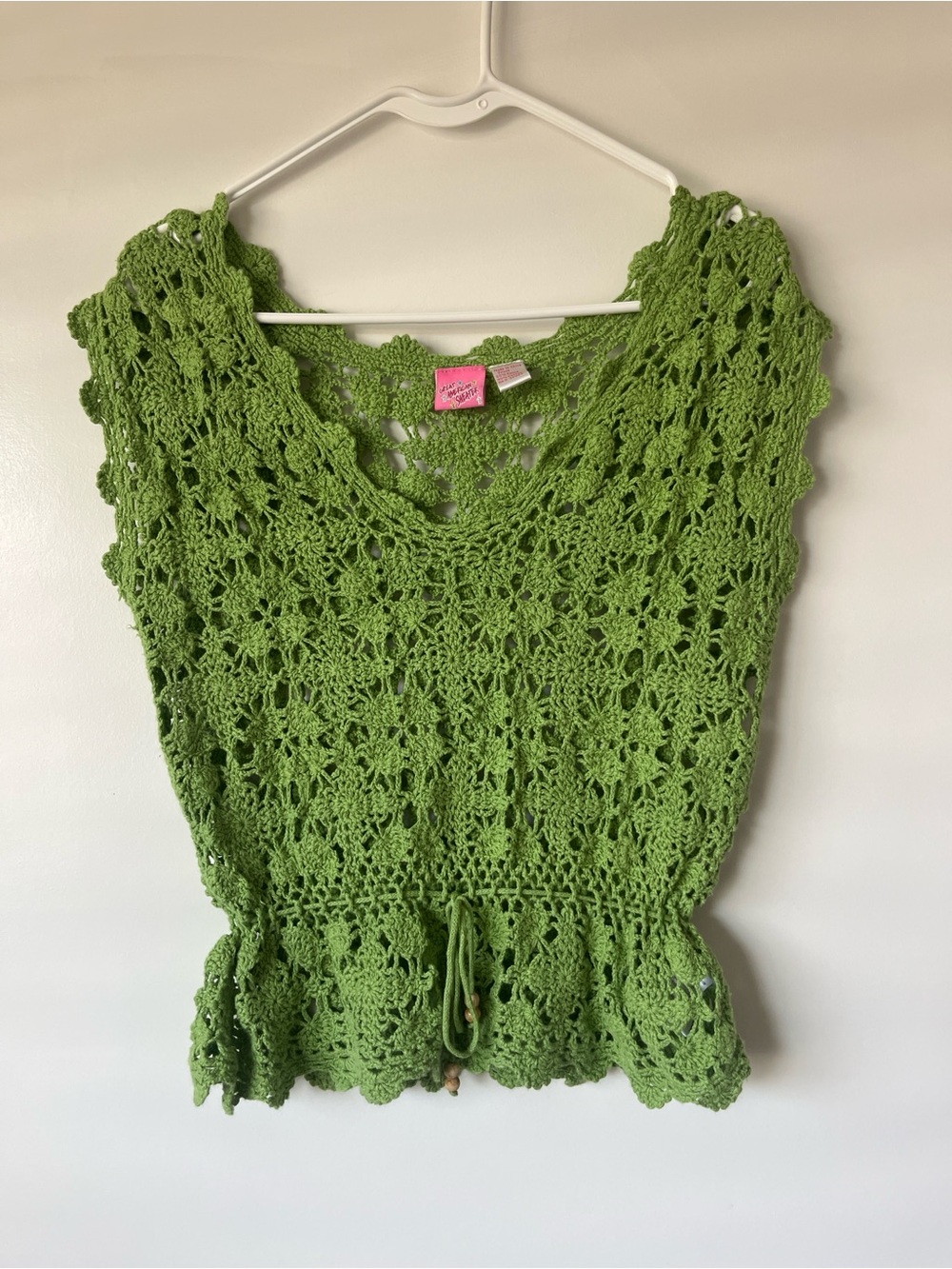 Vintage Crocheted Green V-Neck Top